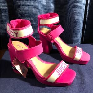 Juicy Couture Platform Stretch Block Heel Sandals